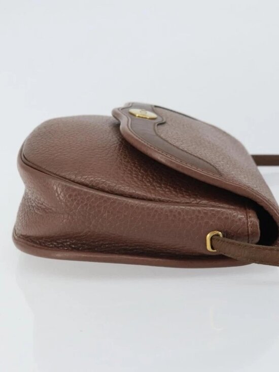 Christian Dior Shoulder Bag Leather Brown Gold Auth - Picture 5 of 15